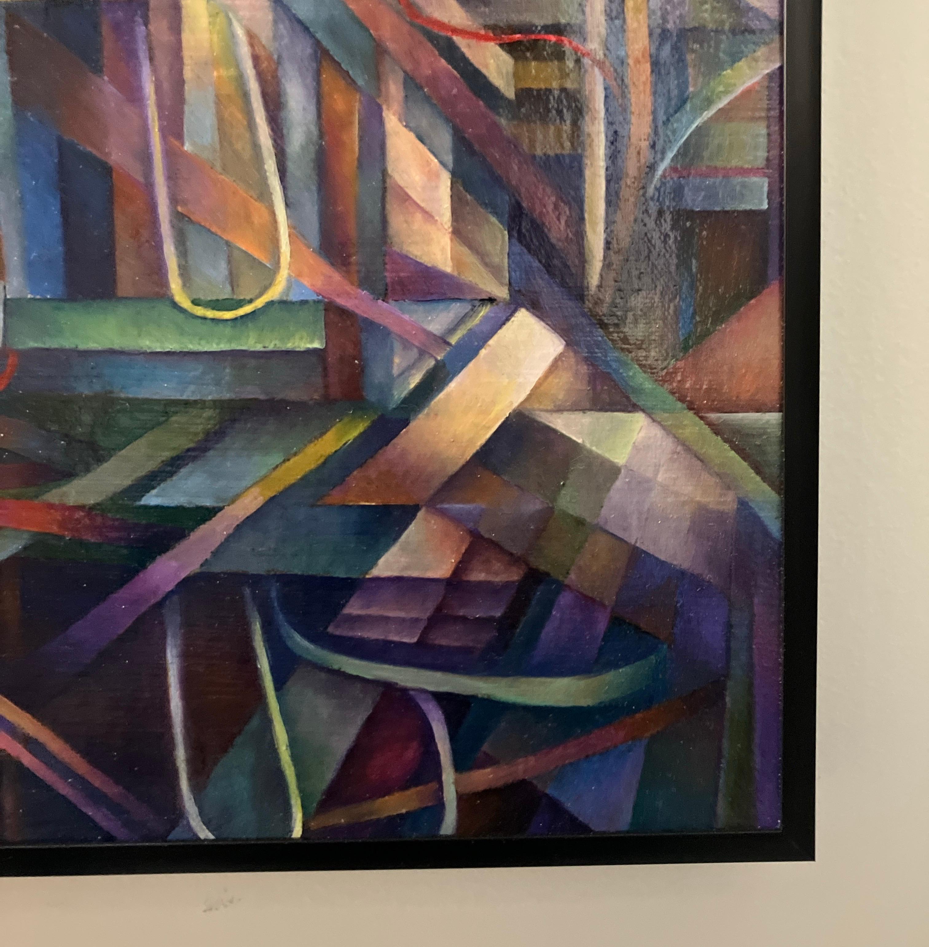 Zwei rote Ringe von Nancy Newman Rice, 2022, gerahmtes Ölgemälde auf Leinwand, Tafelsilber im Angebot 5