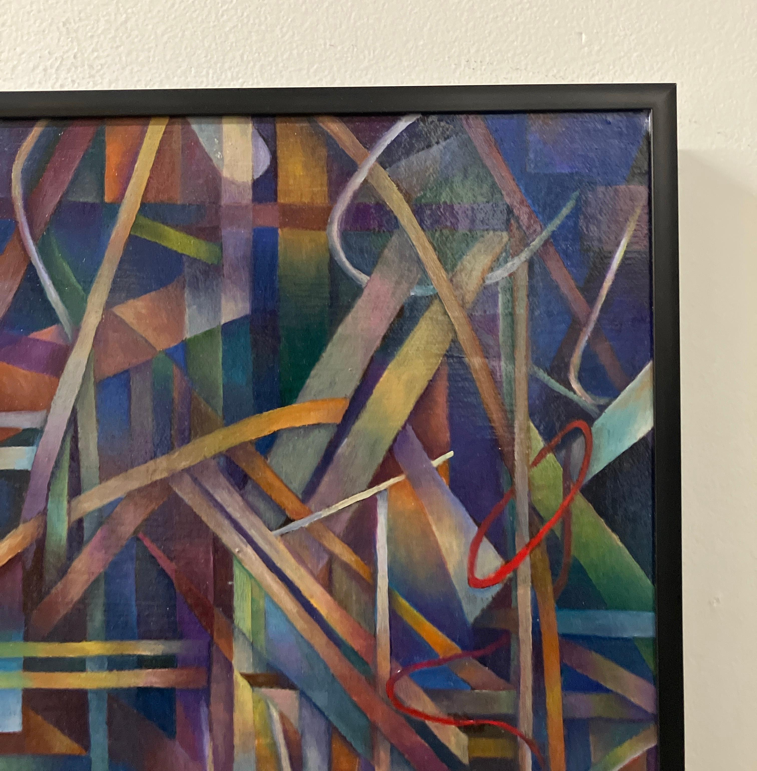 Zwei rote Ringe von Nancy Newman Rice, 2022, gerahmtes Ölgemälde auf Leinwand, Tafelsilber im Angebot 6