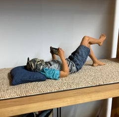 „Il Mio Gatto“, Zeitgenössisch, Keramik, figurativ, Mixed Media, Skulptur, Farbe