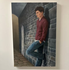 Un muro en el que apoyarse, Dominic Finocchio, Pintura al óleo figurativa sobre lienzo