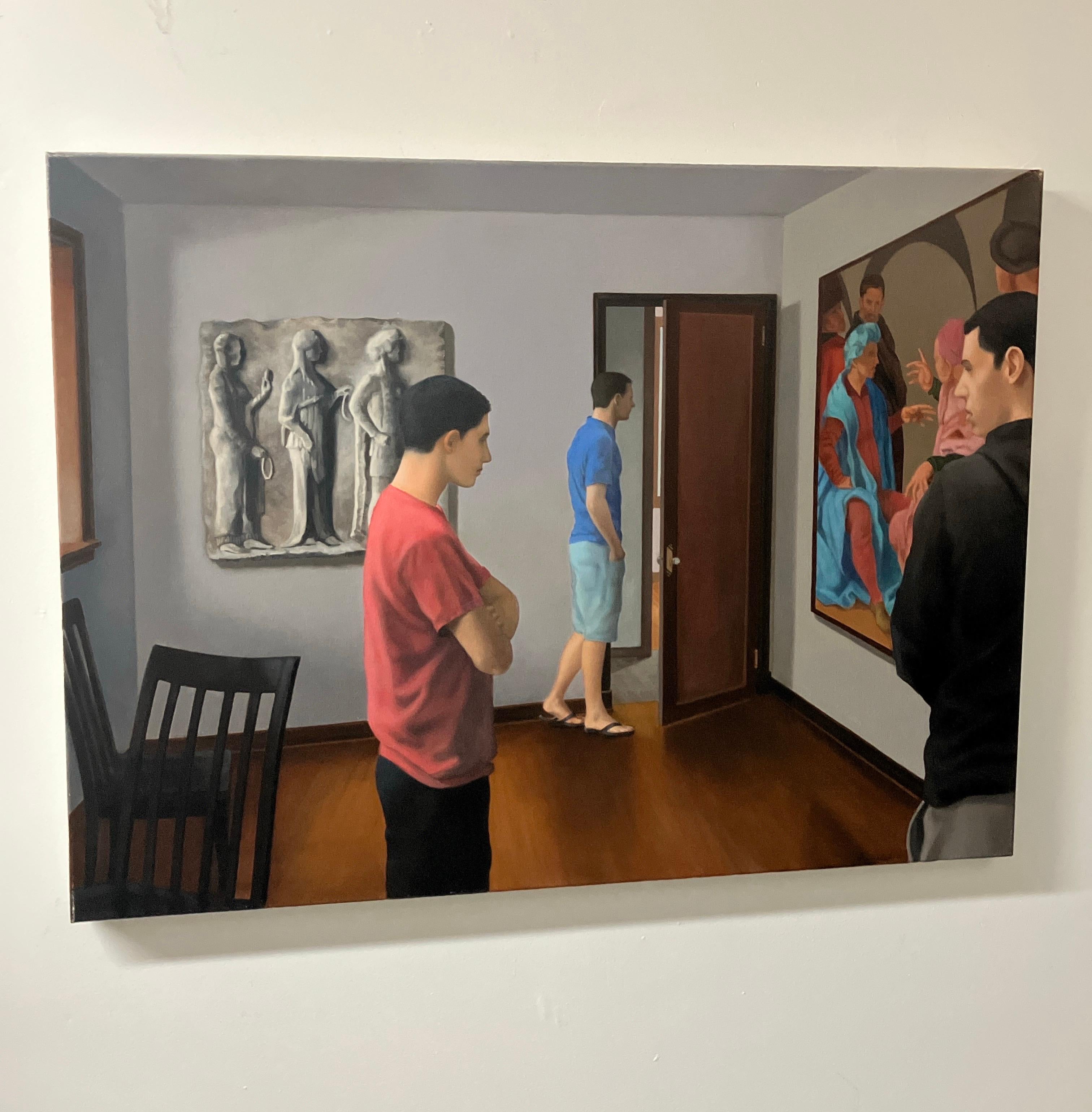 « Viewing Room », contemporain, figuratif, peinture à l
huile, toile - Painting de Dominic Finocchio