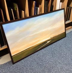 „Twilight Song“, Landschaftsgemälde auf Leinwand, gerahmt in Nussbaum, Realismus