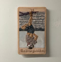 Céramique, suspension murale, French Cleat, grès, sculpture 2D, le pendu