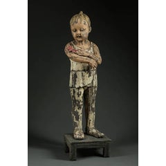 "Little Dancer with Moth", Figurative Ceramic Sculpture, Wooden Appearance 7