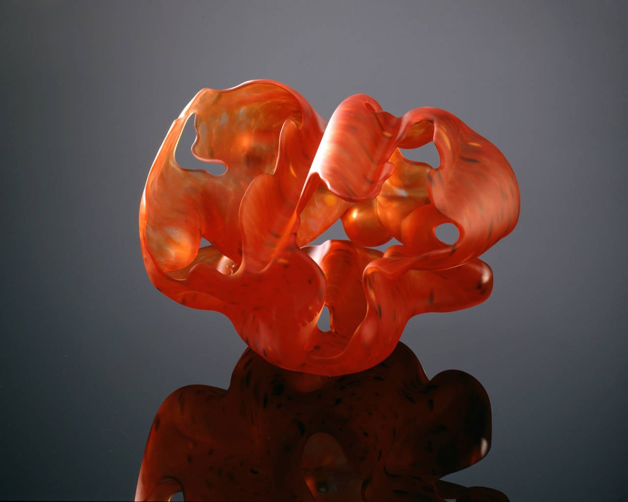 Marvin Lipofsky Abstract Sculpture - "China Group II #11" , Biomorphic Blown and Hot Sculpted Glass Sculpture