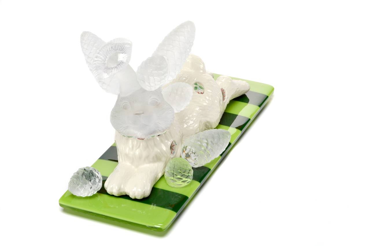 Woodland Rabbit by Amy Rueffert, Cast and Fused Glass Sculpture 1