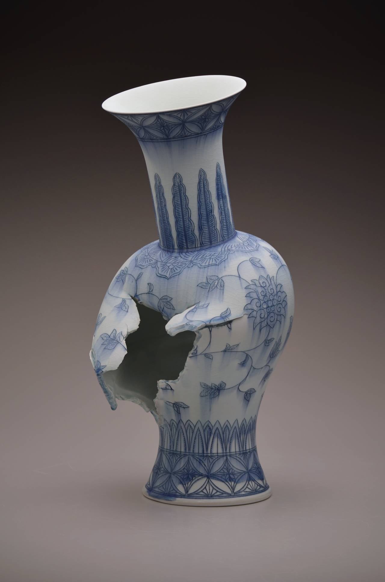 Vase with Lotus Pattern - Sculpture by Steven Young Lee