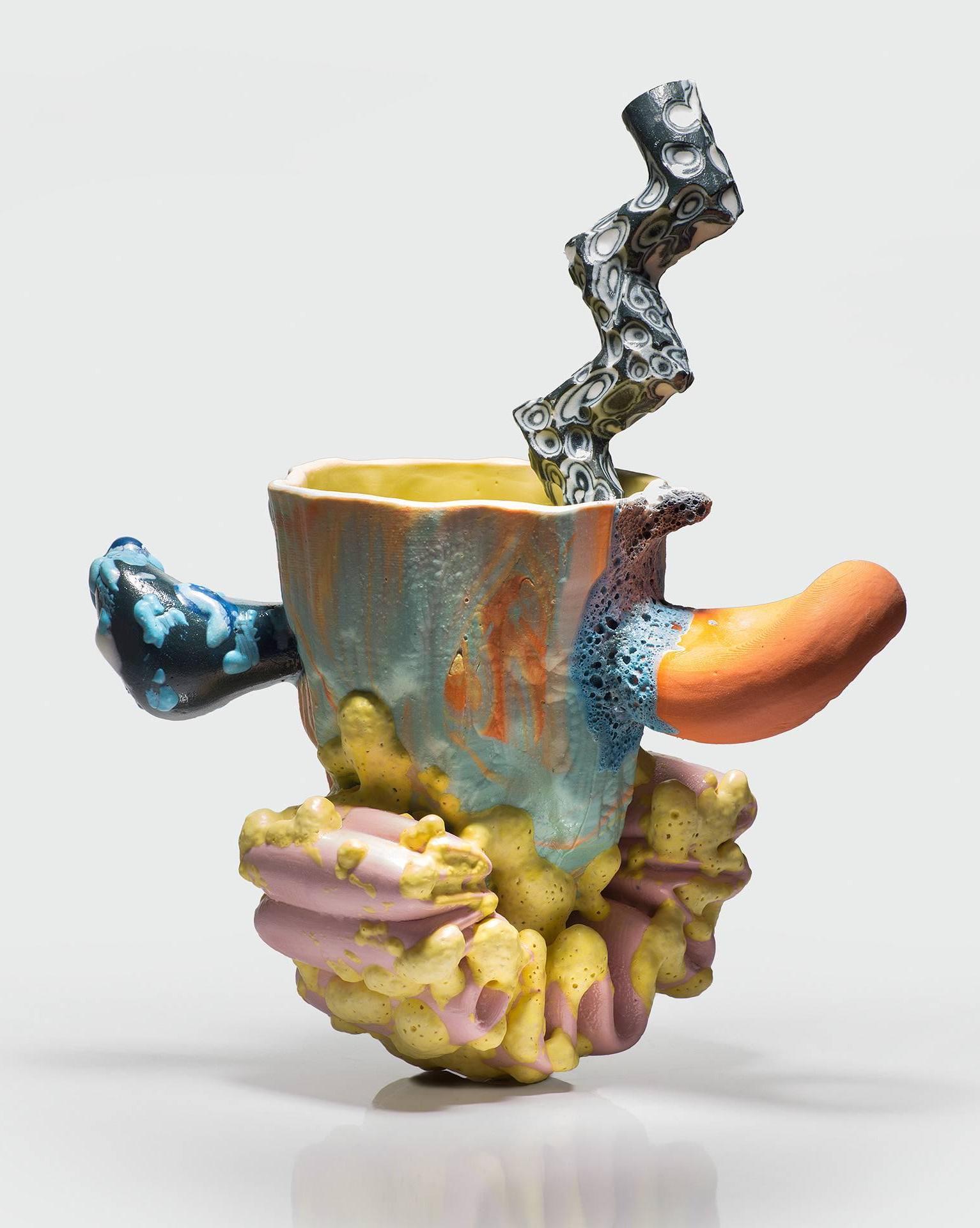 Colorful Abstract Cup and Straw Set  - Sculpture by Joey Watson