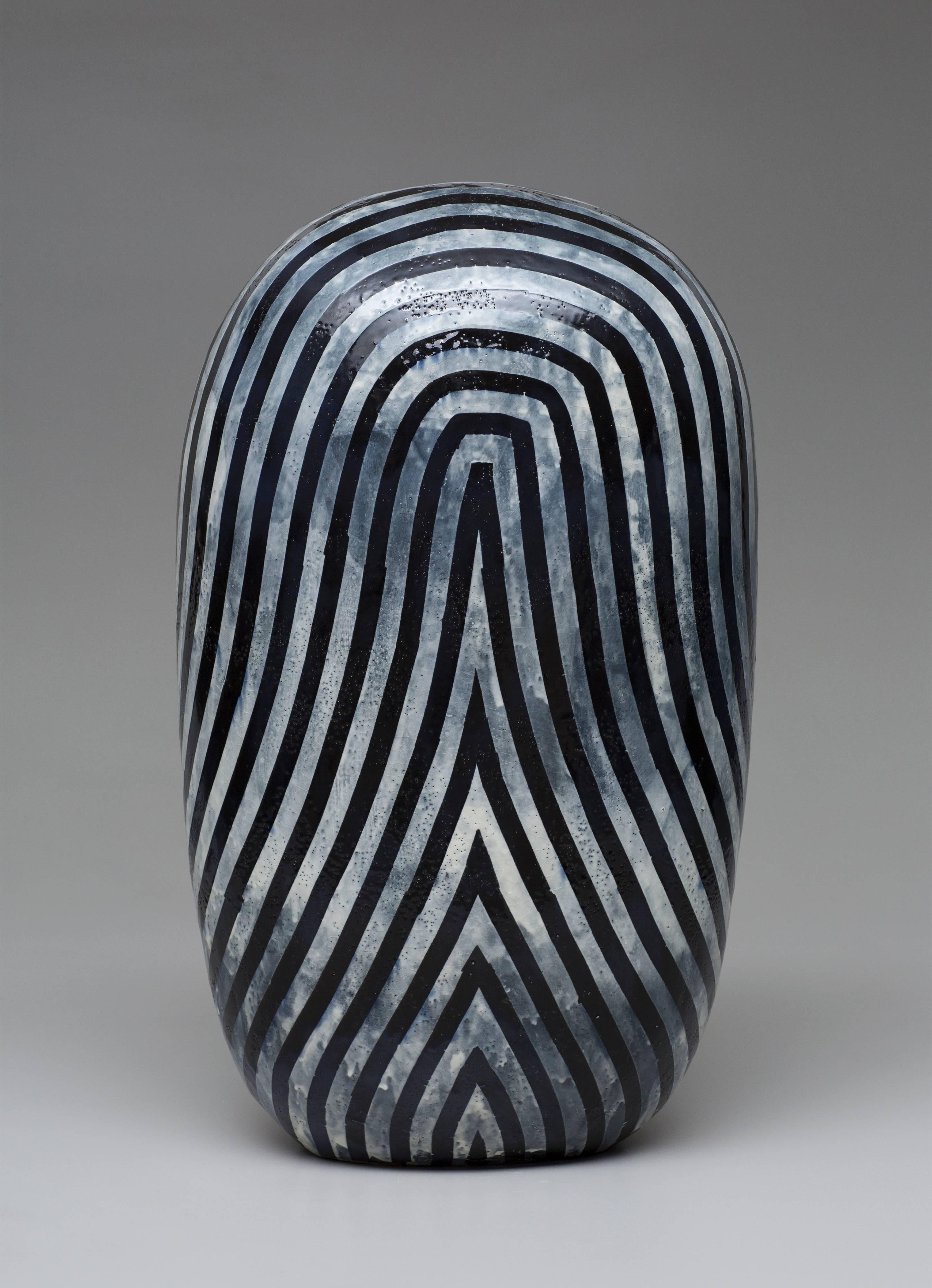 Untitled Dango Form by Jun Kaneko, Ceramic and Glazing with Stripe Pattern, 2014 1