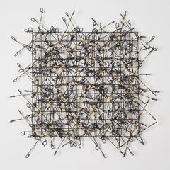 Circle Grid Number Three by John Garrett, Painted Metal Grid with Wire Wrappings 6