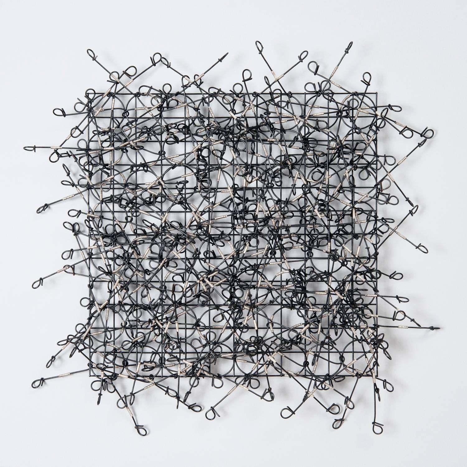 John Garrett Abstract Sculpture - "Circle Grid No. 4", Contemporary Wall Mounting Recycled Metal Sculpture, Design