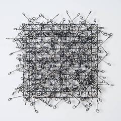 Circle Grid Number Four by John Garrett, Painted Grid with Sterling Silver Wraps 10