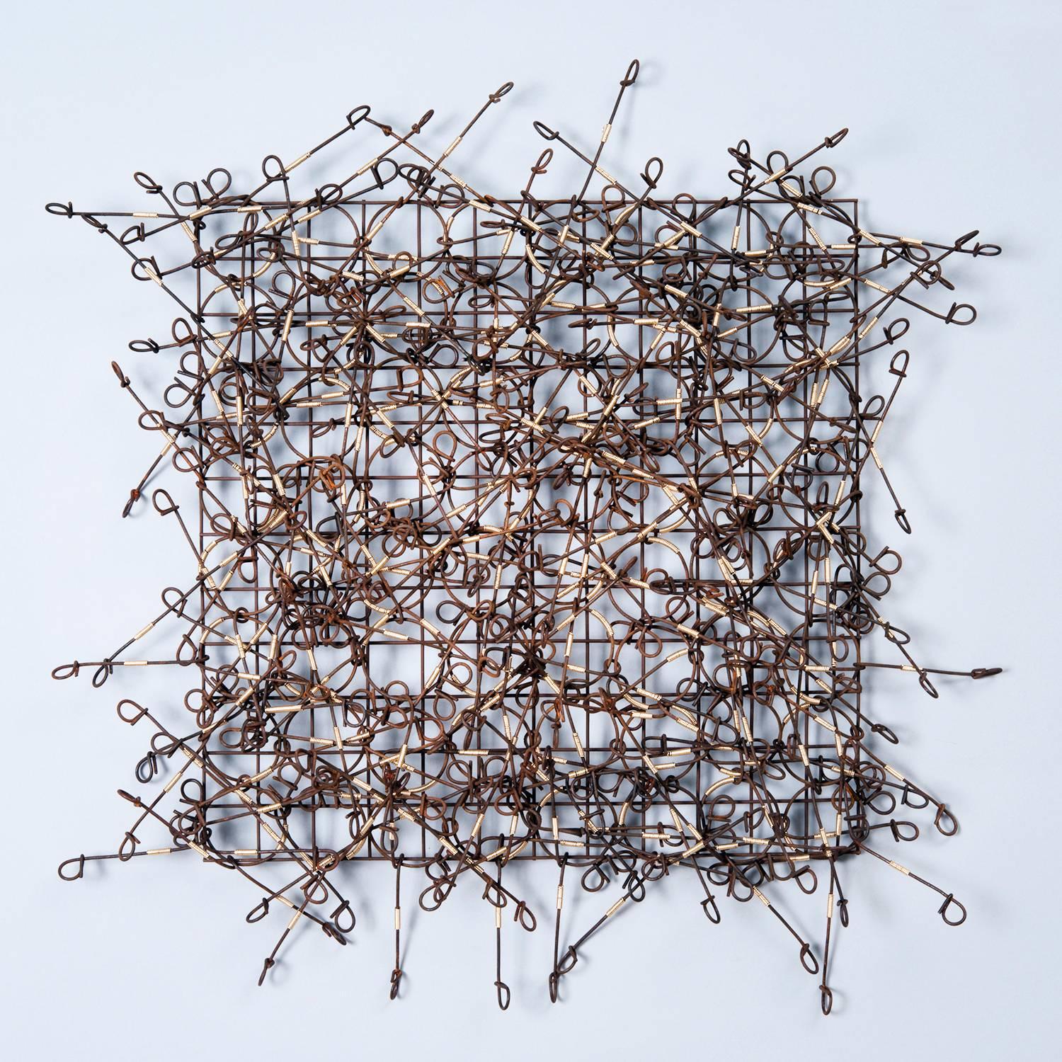 John Garrett Still-Life Sculpture - "Circle Grid No. 6", Contemporary Wall Mounting Recycled Metal Sculpture, Design