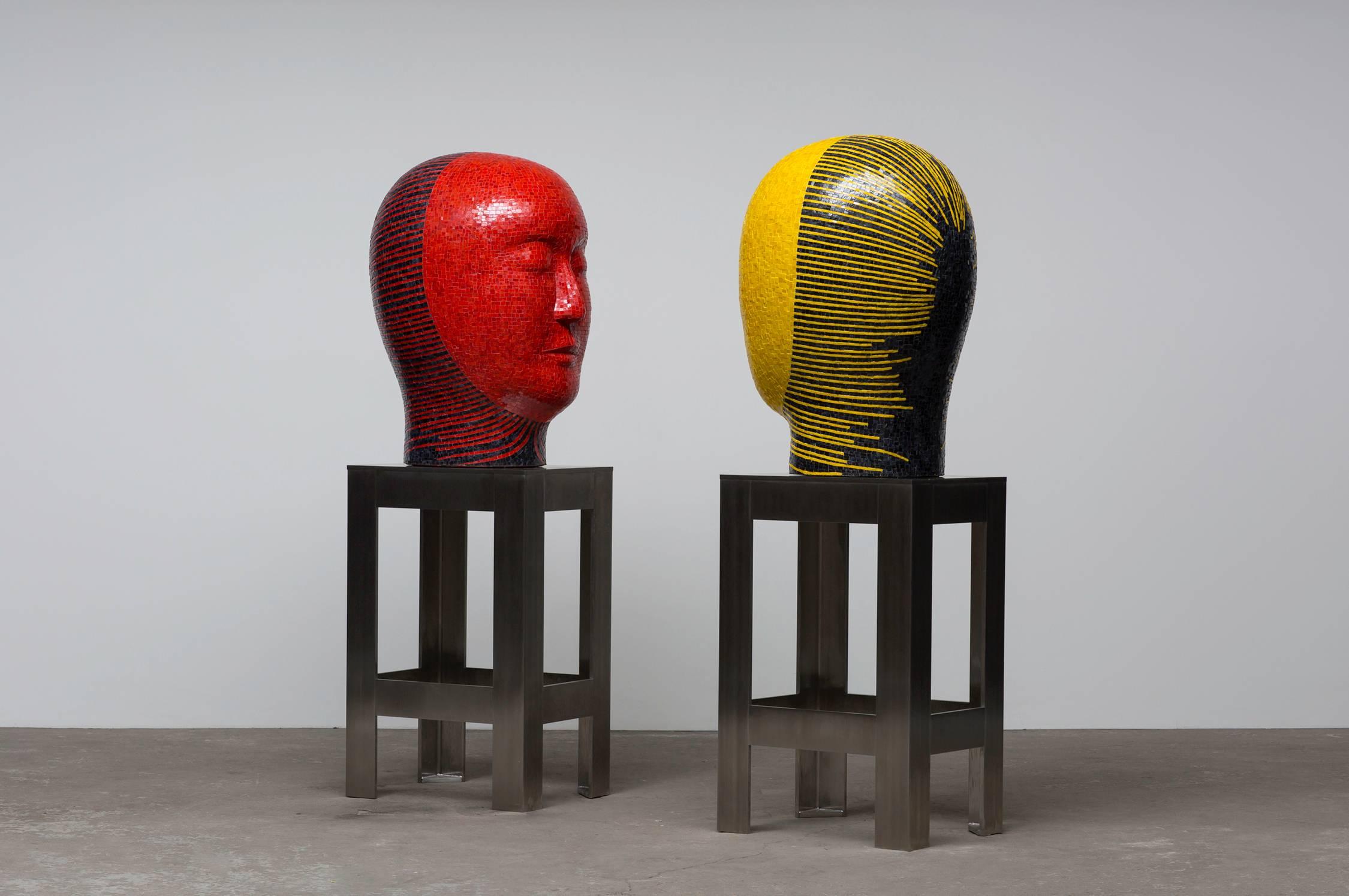 Jun Kaneko's ambitious work tests the physical limitations of the ceramic material.  Prolific and world renowned, these contemplative head forms are a signature within the artist's career that spans decades. 

Dimensions (not including stand) :