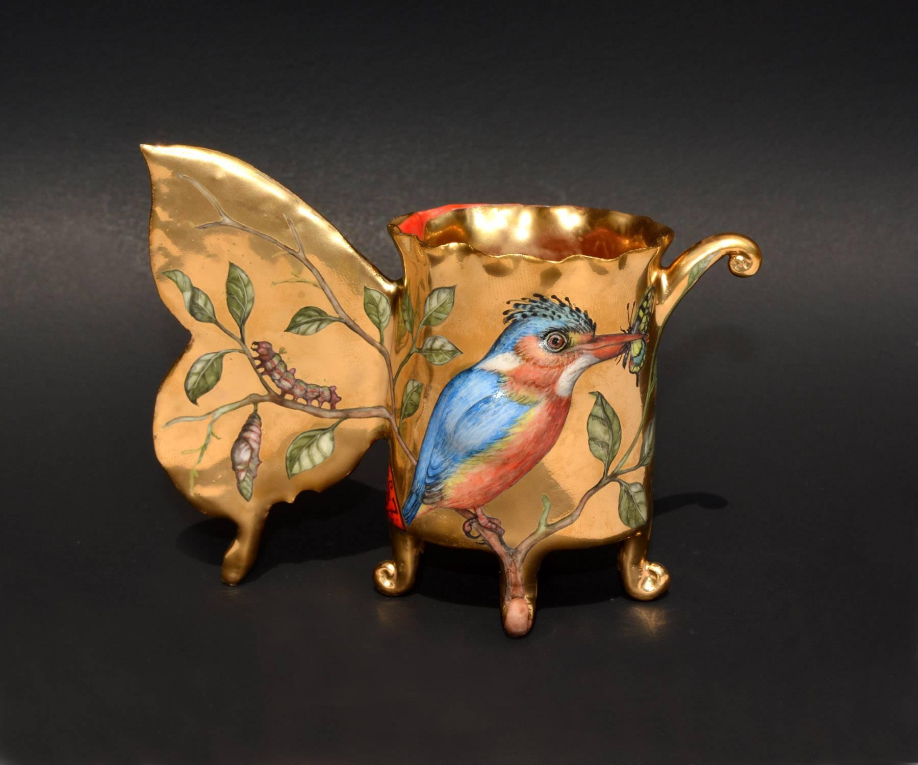 Swallowtail Butterfly Cup by Irina Zaytceva, Hand Painted Porcelain Cup Form 1