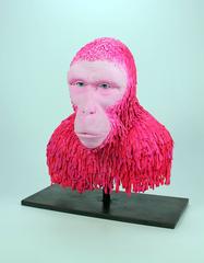 "Coco", Ceramic Sculpture Covered in Strips of Acrylic Paint