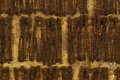 Golden Tablet by Mary Giles, Metal Sculpture with Iron Wire & Gold Leaf on Wood