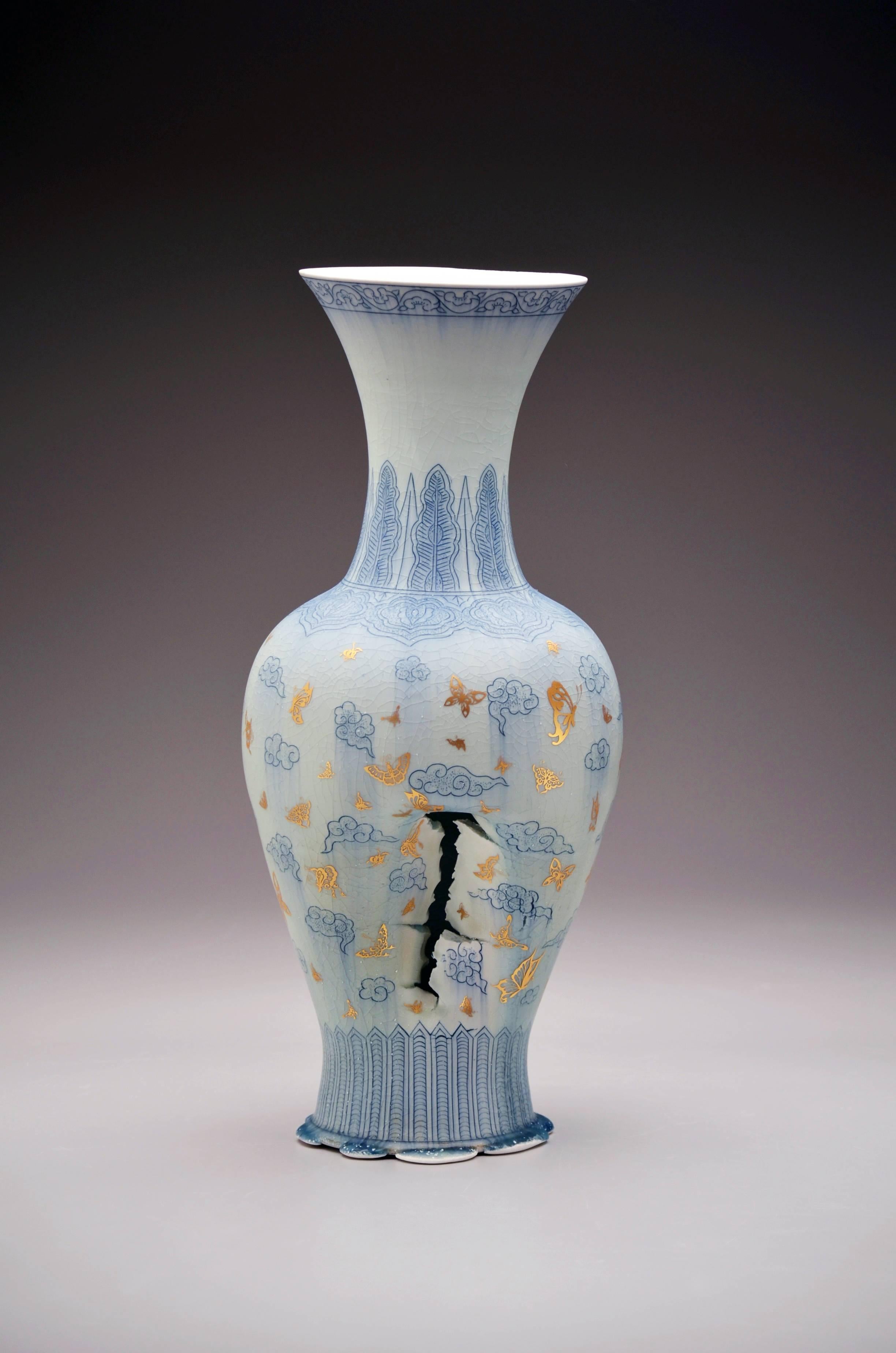 Vase with Clouds and Butterflies by Steven Young Lee, Porcelain Sculpture, 2016 1