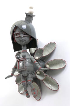 "Wallflower" , Contemporary Figurative Wall Hanging Ceramic Sculpture with Glaze