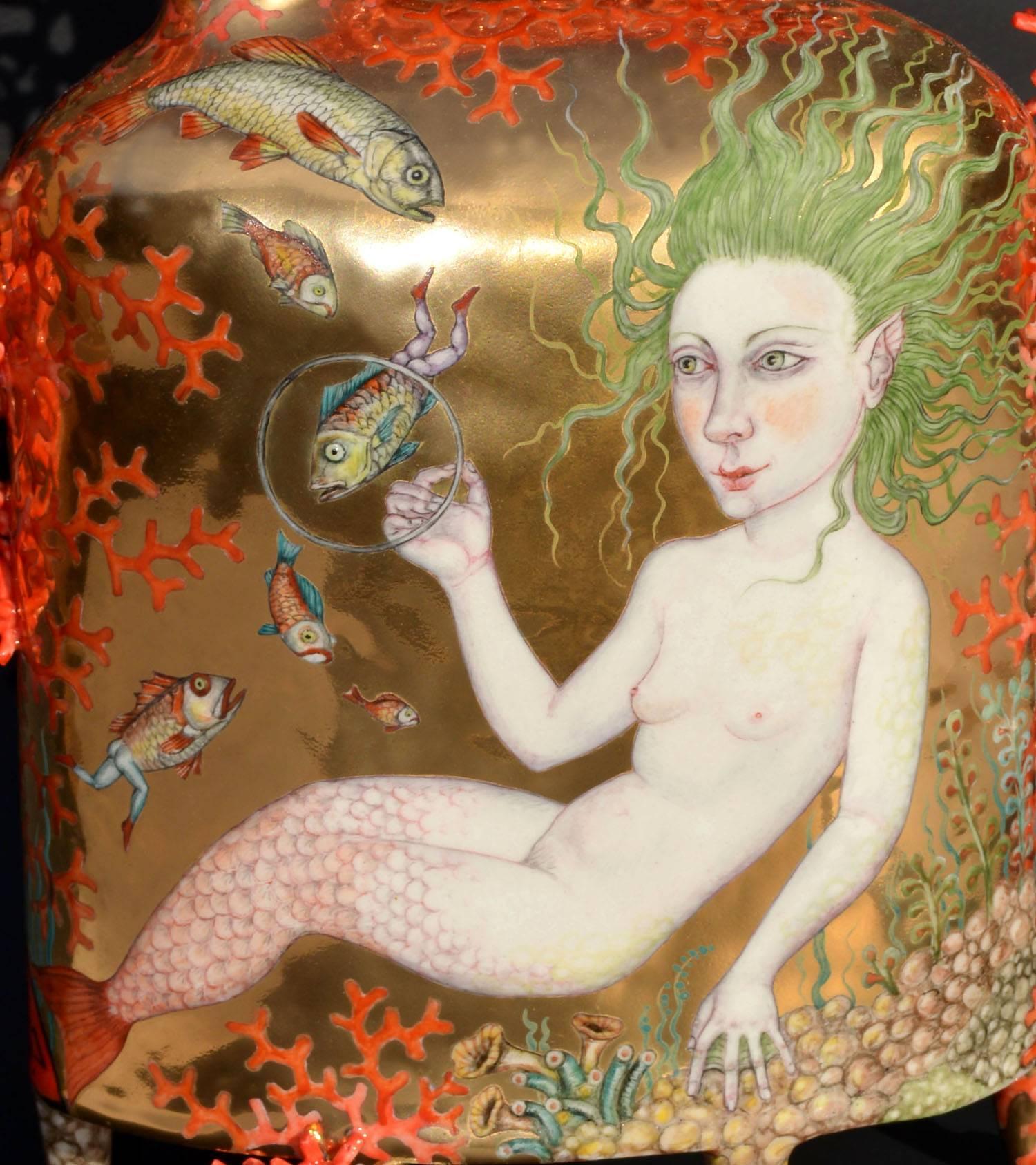 Sea Horseman by Irina Zaytceva, Porcelain Teapot with Hand Painted Illustration 2