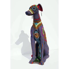 Anubis by Jan Huling, Brightly Colored Beaded Sculpture with Intricate Pattern 10