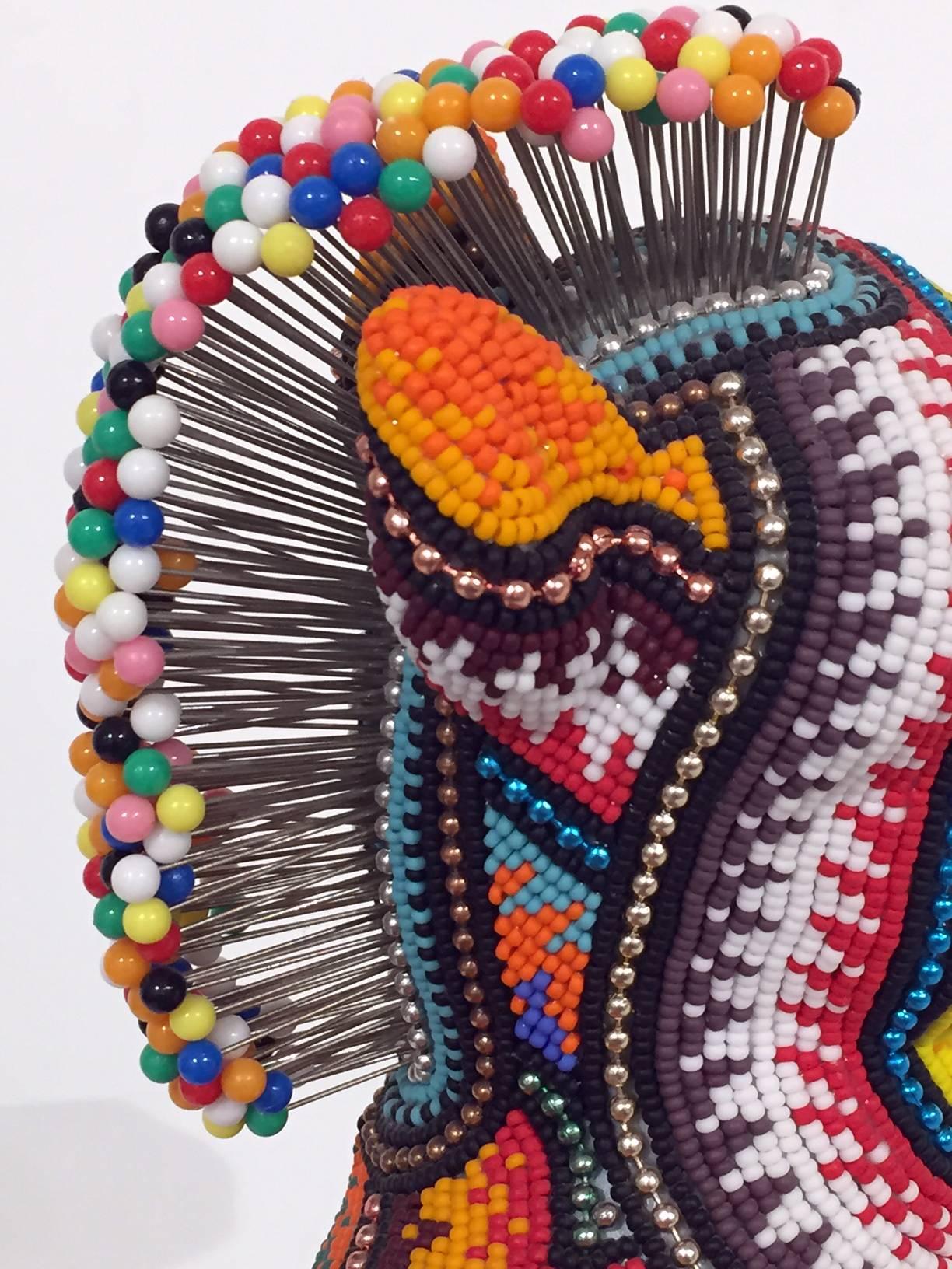 Pony by Jan Huling, Brightly Colored and Patterned Beaded Sculpture  2