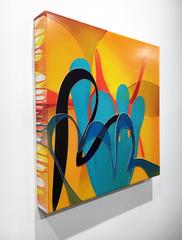"Crooked Steps" , Abstract Painting with Multiple Poured Layers , Vibrant Colors 12