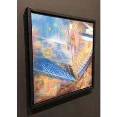 The Subtle Fabric of Matter, Vibrant Futuristic Abstract Painting on Wood Panel 5