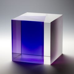 Contemporary Glass Sculpture, Minimalist Design, Optical, Color Laminated Inside