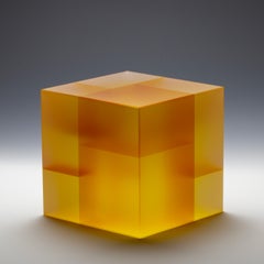 Contemporary Glass Sculpture, Minimalist Design, Optical, Color Laminated Inside
