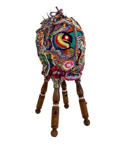 Mixed Media Fiber Sculpture, 29.5 x 13 x 13 inch, Ethan Meyer, Woven, Stitched