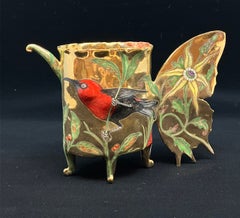 Butterfly Boy and Red Bird by Irina Zaytceva, 4 x 5.5 x 2.5 inch, Porcelain