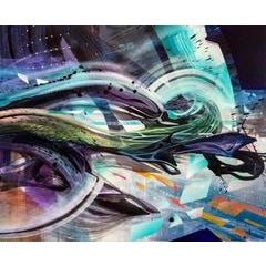 Bound by Zach Jackson, Dark Ambient Abstract Acrylic Painting on Wood 10