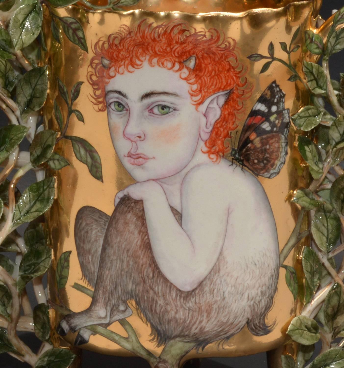 Forest Child, Vase by Irina Zaytceva , Hand Sculpted Porcelain with Illustration 1