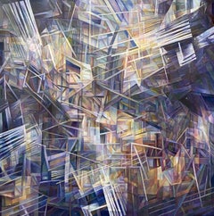 „Night Sky“ von Nancy Newman Rice, 25 x 25 Zoll, Öl auf Leinwand, gerahmt