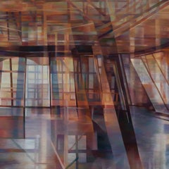 "Reflected Construction", Oil Painting on Wood Panel