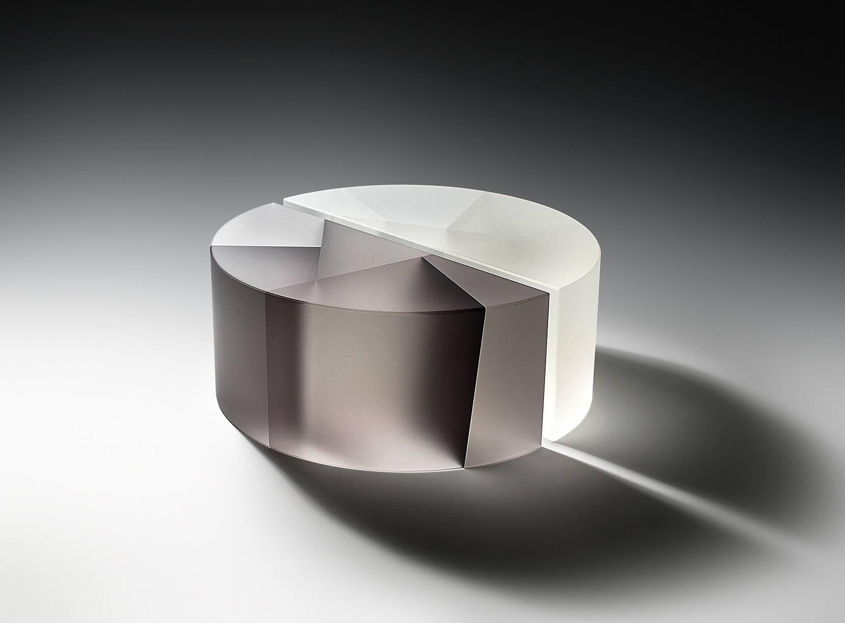Jiyong Lee Abstract Sculpture - Black and White Segmented Cylinder