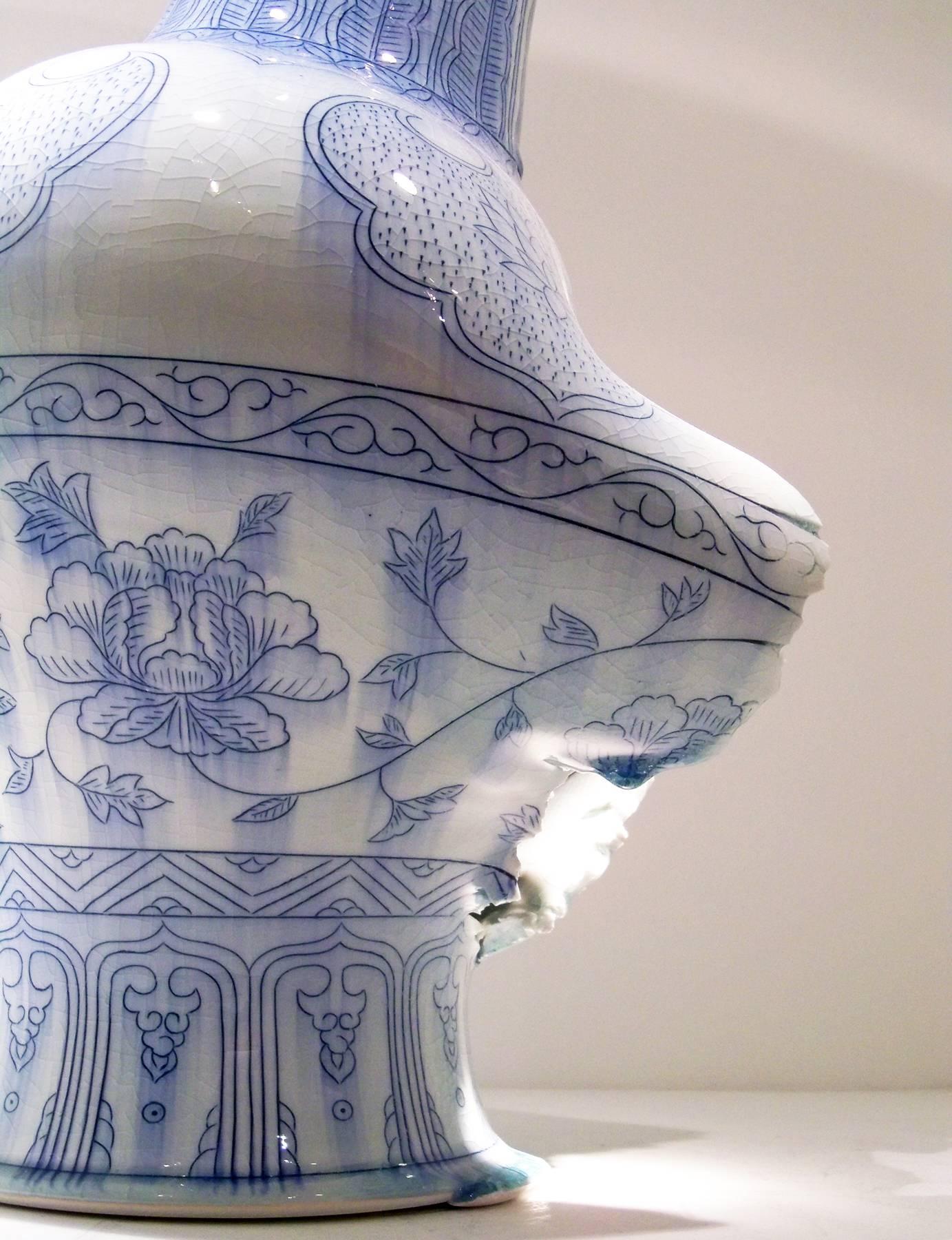Vase with Banded Decoration by Steven Young Lee, Porcelain with Cobalt and Glaze 2