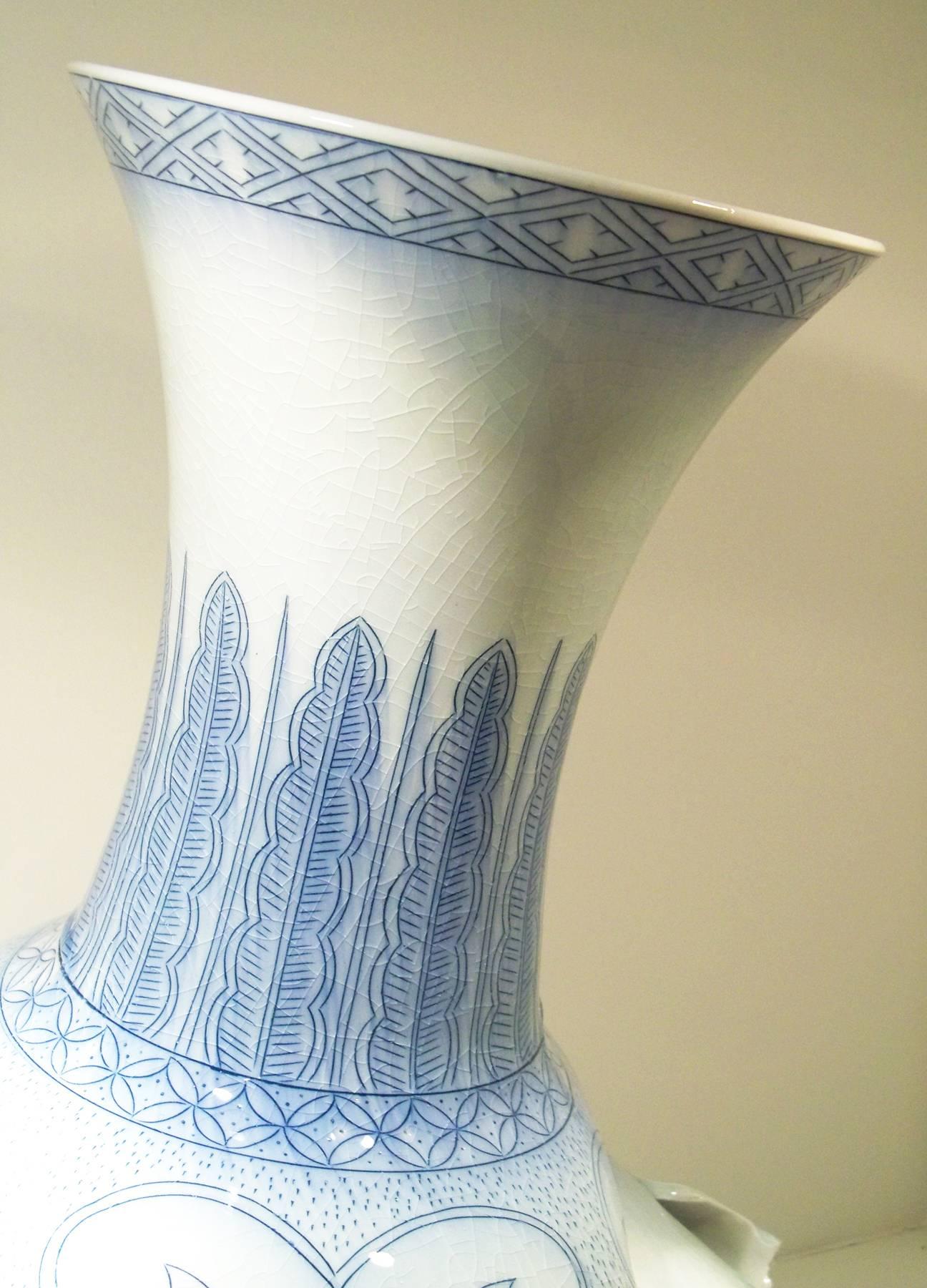 Vase with Banded Decoration by Steven Young Lee, Porcelain with Cobalt and Glaze 3
