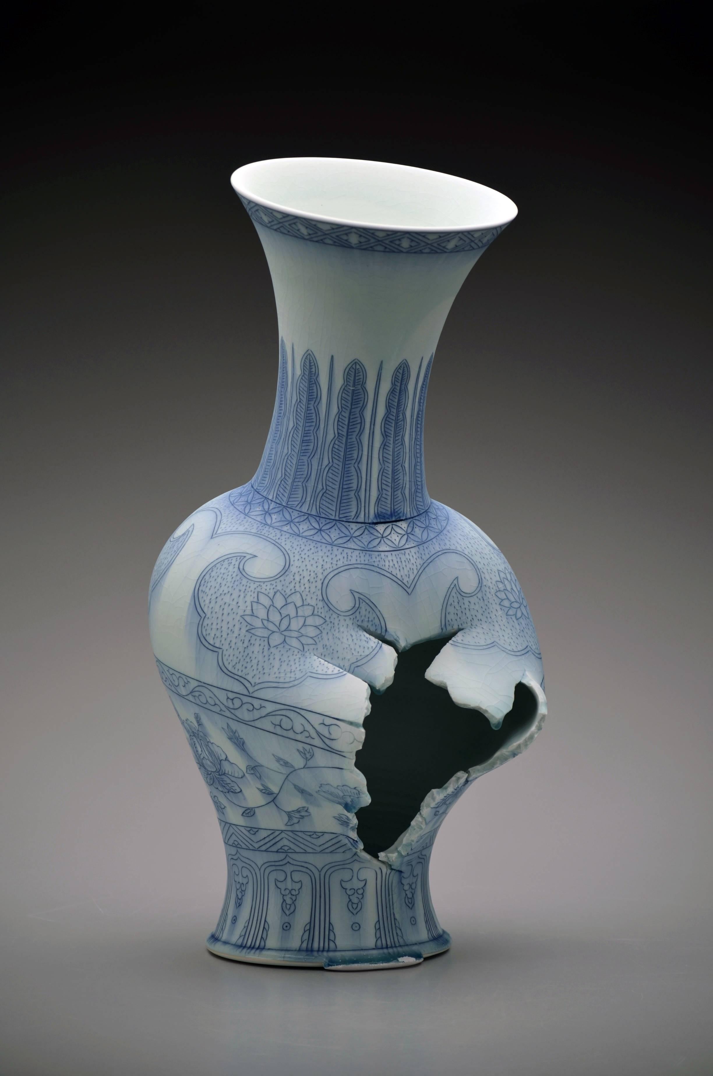 Vase with Banded Decoration by Steven Young Lee, Porcelain with Cobalt and Glaze 1
