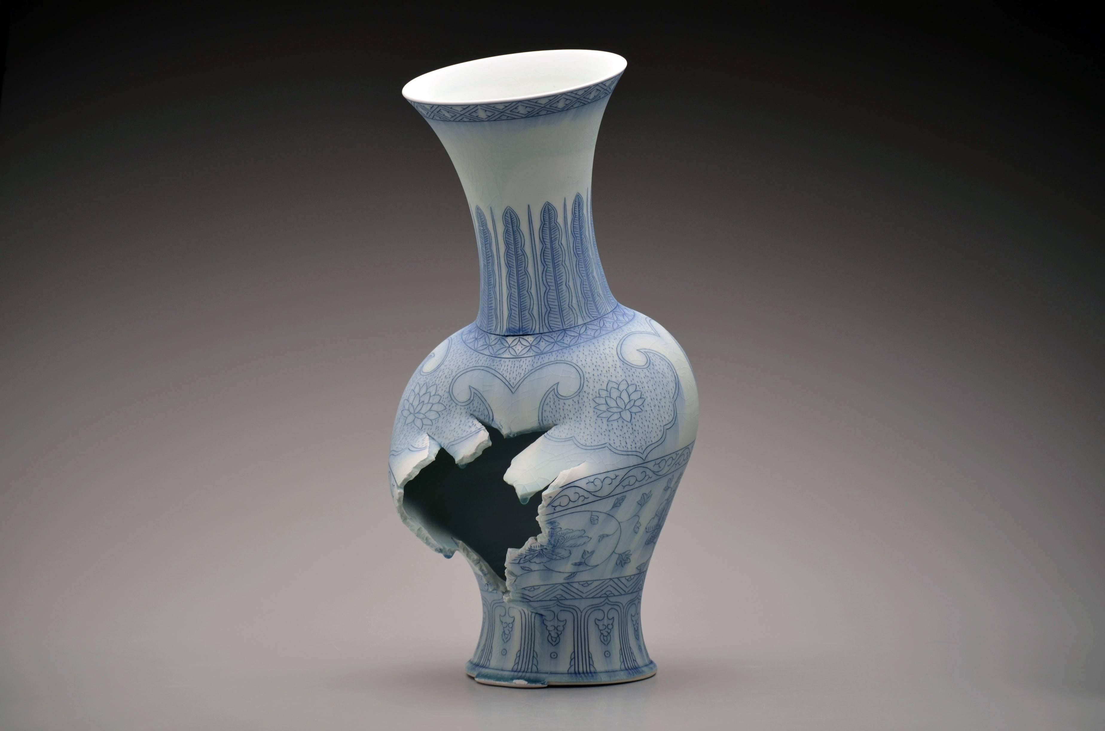 References to ancient Asian porcelain vase forms with occasional contemporary references abound in the drawing and form of Lee's work. Allowing the form, itself, to deconstruct in an act that is both artistically planned and random through the
