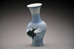 Vase with Banded Decoration by Steven Young Lee, Porcelain with Cobalt and Glaze