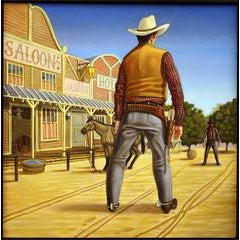 "Gundown", Oil Painting on Wood, Framed 5