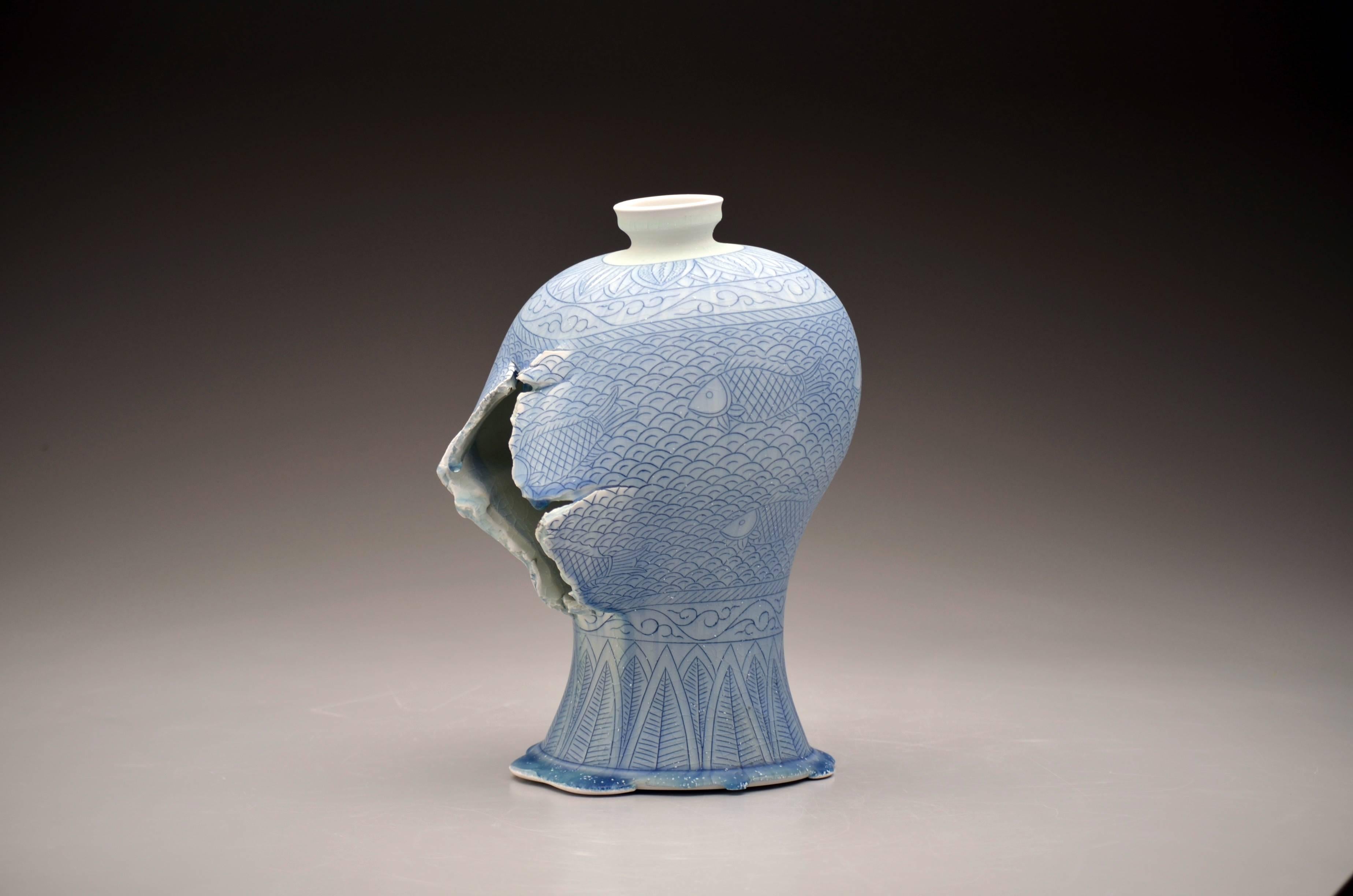 Dimensions: 14&quot; x 10&quot; x 9&quot;
Materials: Porcelain, Cobalt Inlay, Glaze

Steven's work combines wonderfully elegant porcelain forms referencing traditional ceramic objects with deconstructed sculptural brilliance that is both surprising