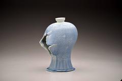 Maebyeong Vase with Fish Decoration by Steven Young Lee, Porcelain with Cobalt