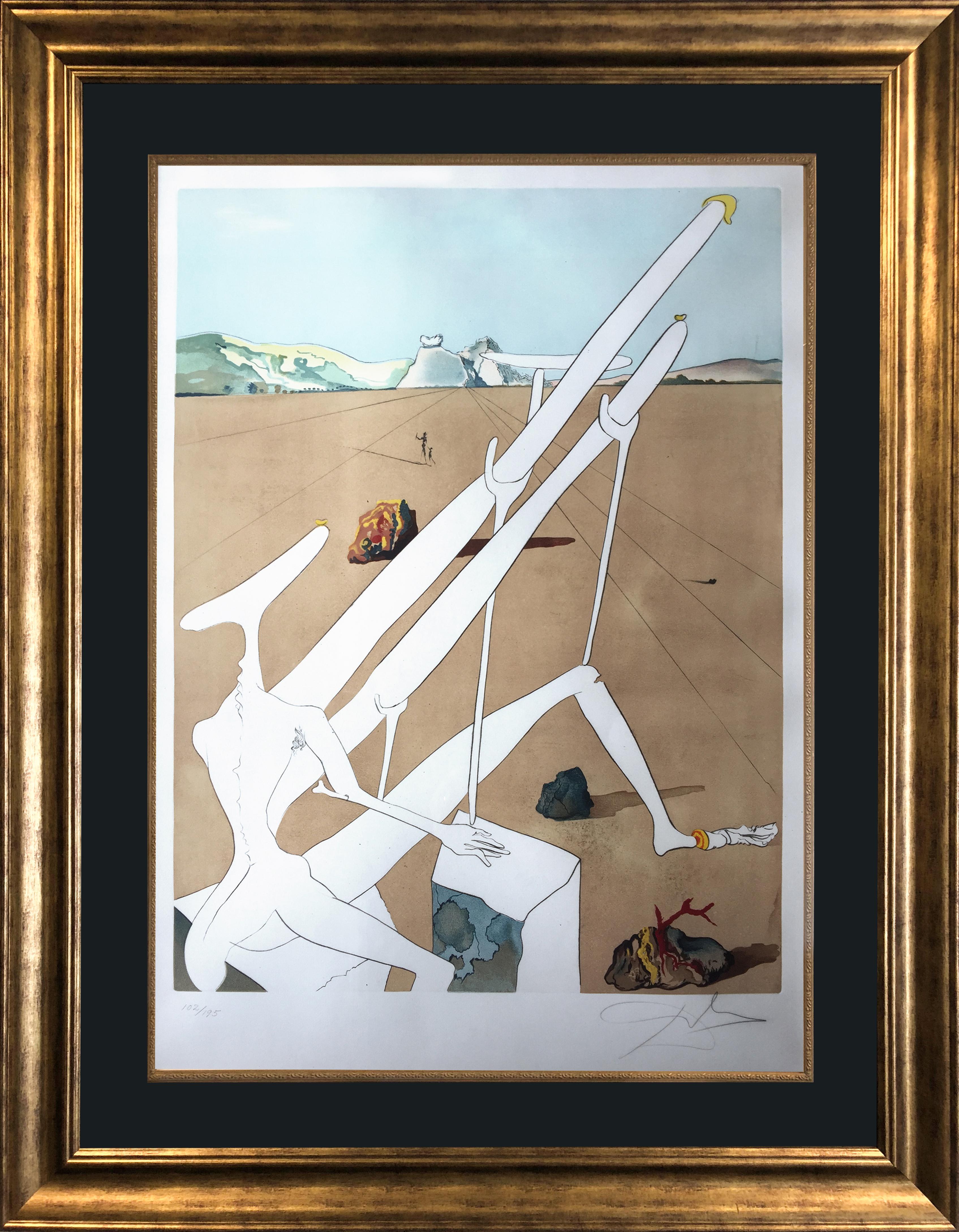 Martian Dali equipped with double holoelectronic microscope - Surrealism - Print by Salvador Dalí
