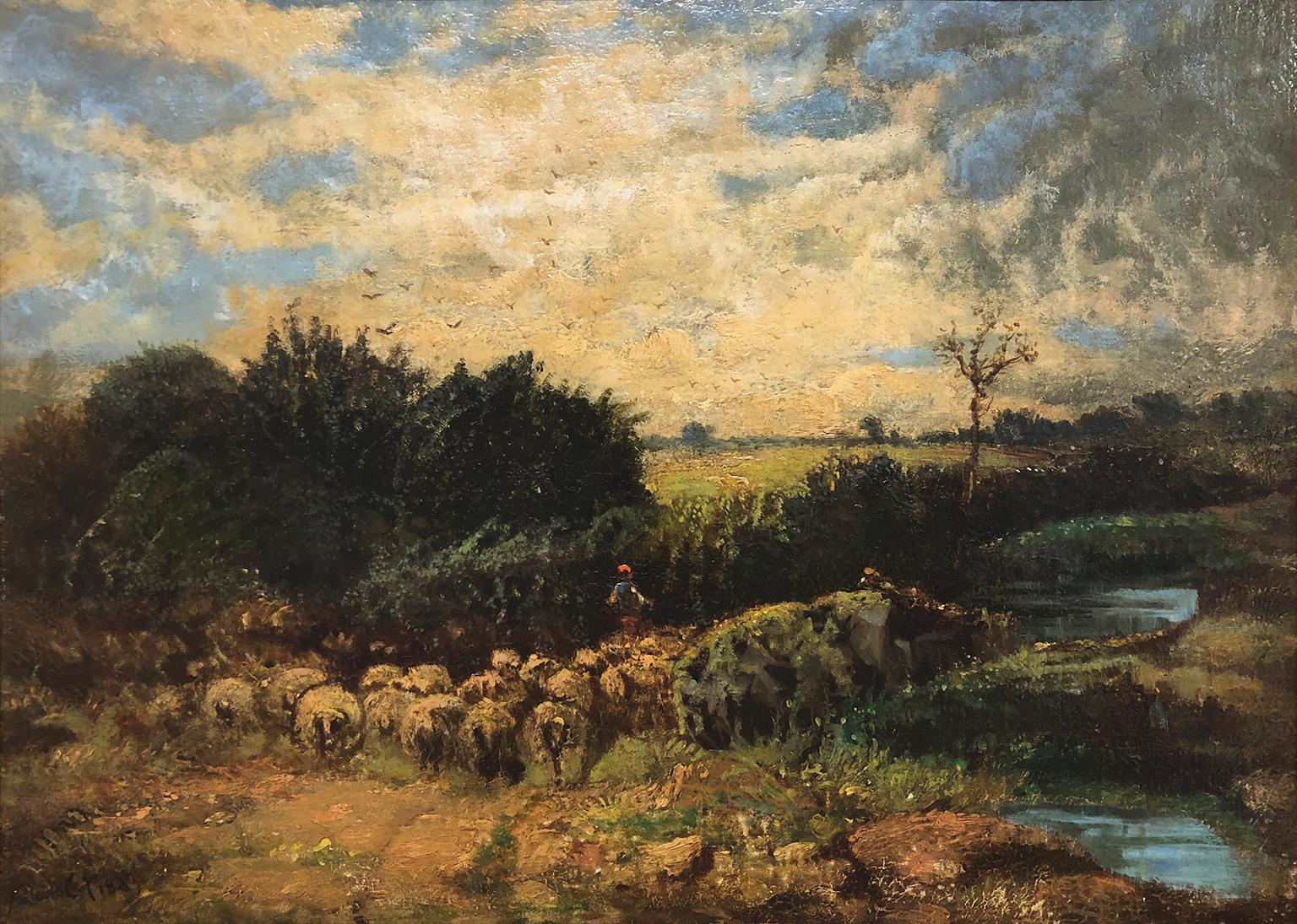 David Cox the Younger Landscape Painting - David Cox "The Younger" (1809-1885) Moving the flock - Royal Academy