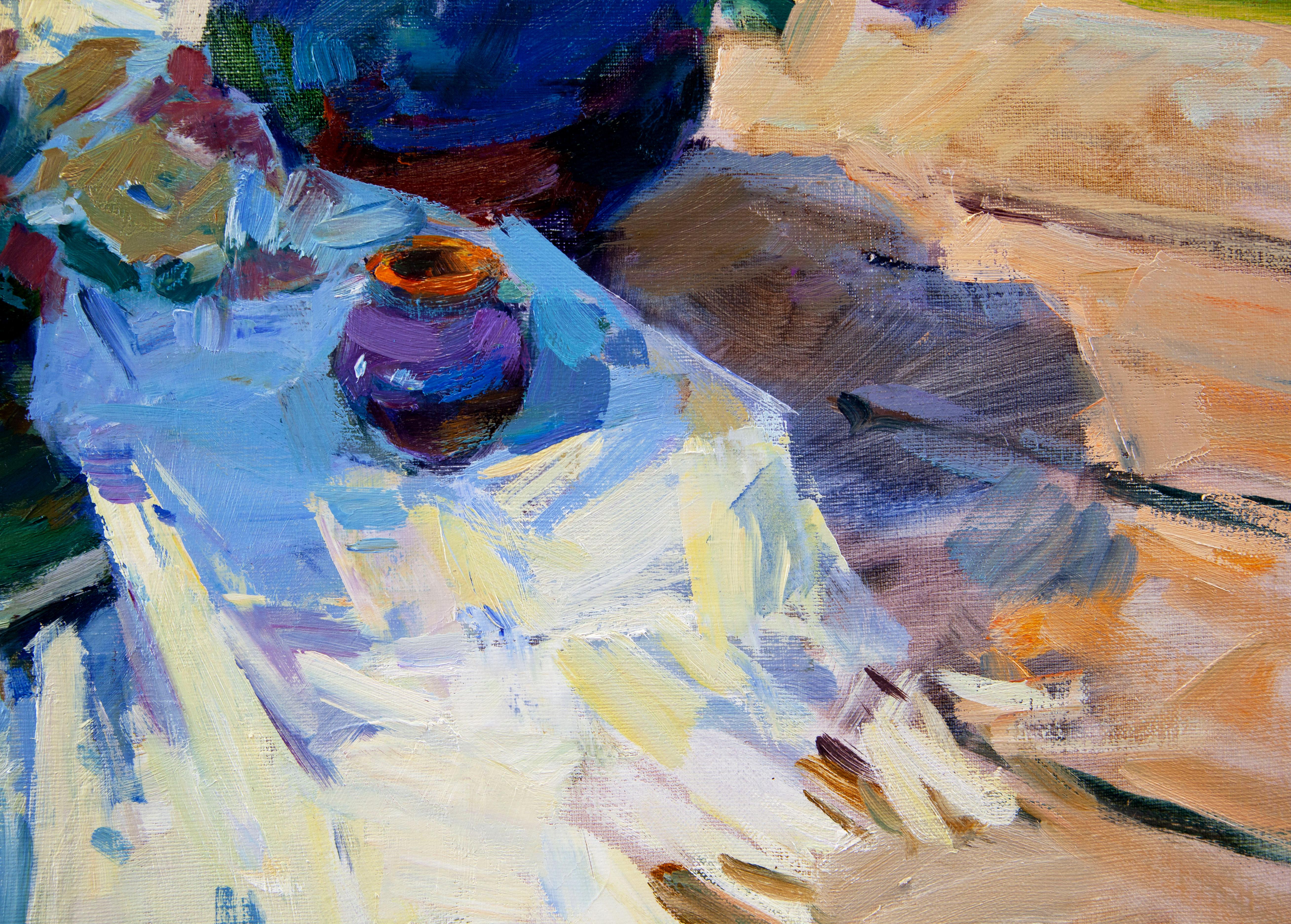 Lillà e sole di primavera - Painting di Aleksandr Kryushyn