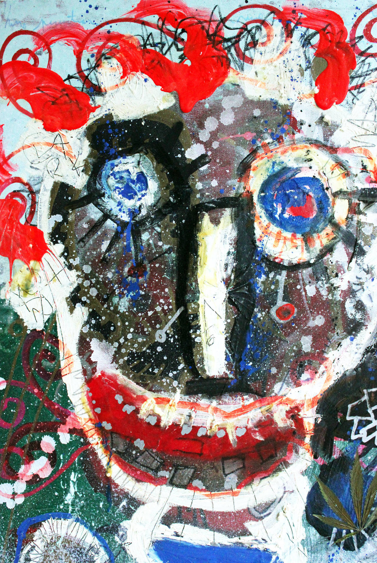 „Weeds“ Buntes abstraktes expressionistisches Gemälde in Mischtechnik auf Leinwand – Painting von Paul Indrek Kostabi