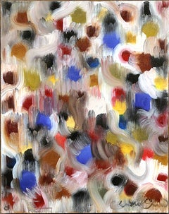"Dot Dot - Il viaggio della meraviglia", dipinto a olio su tela in stile contemporaneo e colorato